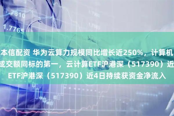 本信配资 华为云算力规模同比增长近250%，计算机ETF（159998）实时成交额同标的第一，云计算ETF沪港深（517390）近4日持续获资金净流入