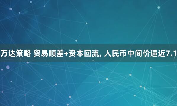 万达策略 贸易顺差+资本回流, 人民币中间价逼近7.1
